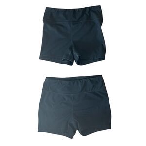 2 Pair Bundle Lot of Girls Black Athletic Spandex Volleyball Sports Shorts Lg 12